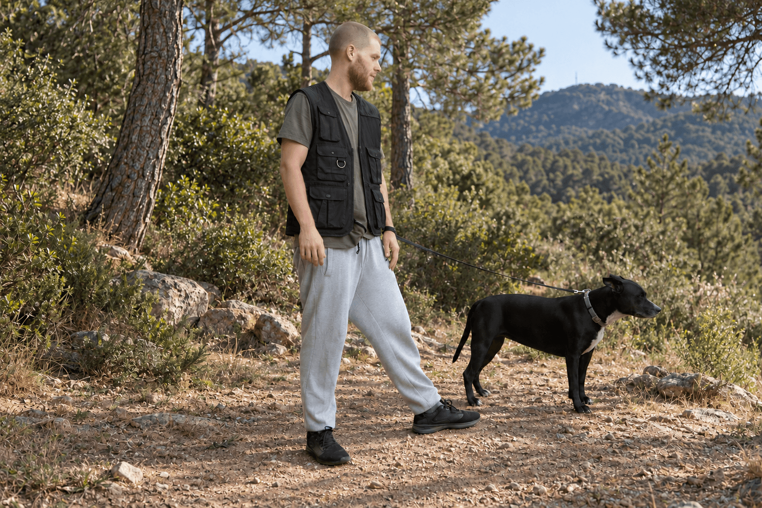 Educador con perro en convivencia