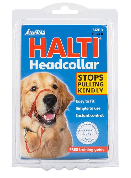 Halti collar con bozal de tela negro para perros